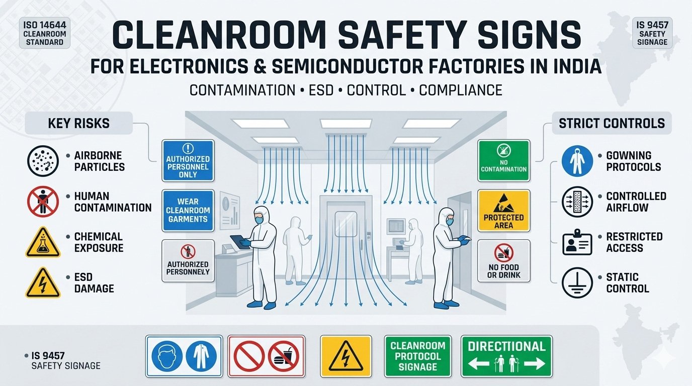 Cleanroom Safety Signs for Electronics and Semiconductor Factories in India