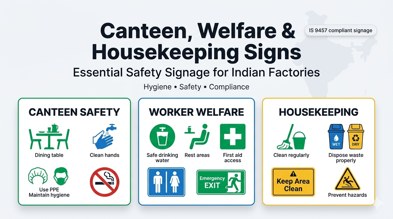 Canteen, Welfare, and Housekeeping Signs for Indian Factories