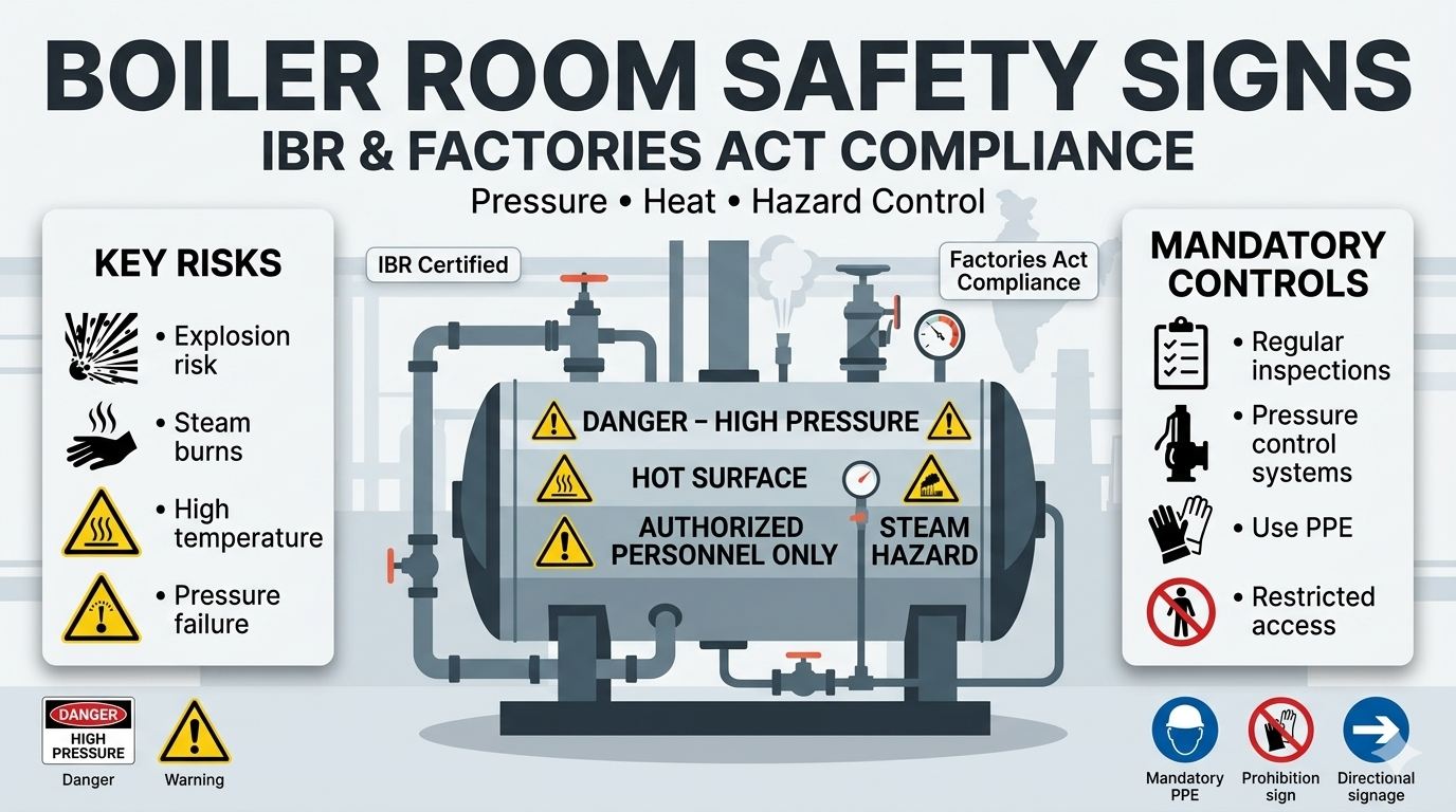 Boiler Room Safety Signs in India: IBR and Factories Act Requirements