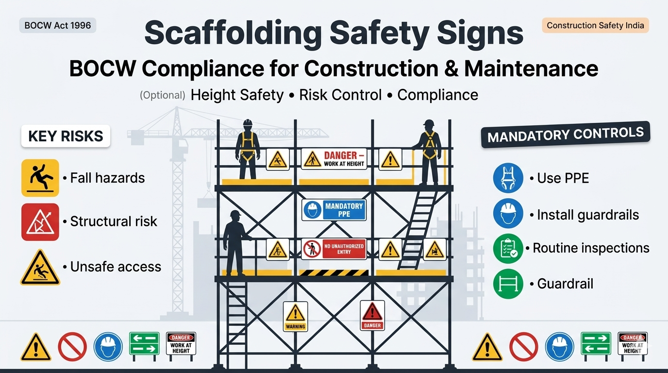 Scaffolding Safety Signs in India: BOCW Requirements for Construction and Maintenance