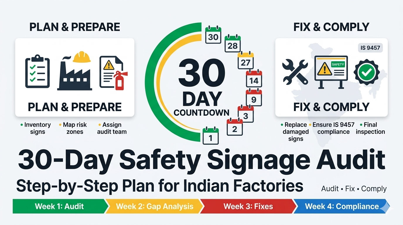 The 30-Day Safety Signage Audit Countdown: Day-by-Day Action Plan for Indian Factories