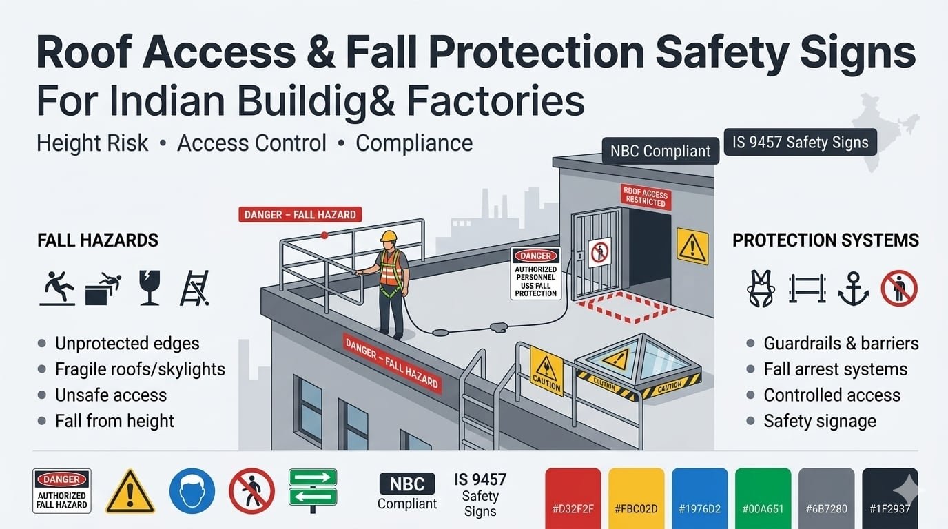 Roof Access and Fall Protection Safety Signs: A Guide for Indian Building and Factory Owners