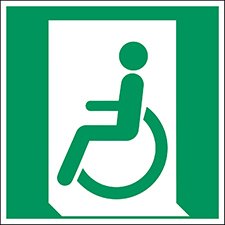 ISO Safety Sign - Emergency exit for people unable to walk or with walking impairment, left