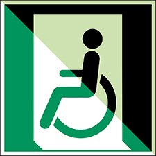 ISO Safety Sign - Emergency exit for people unable to walk or with walking impairment, left