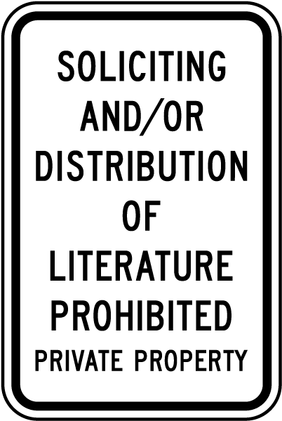 Soliciting Literature Prohibited Sign