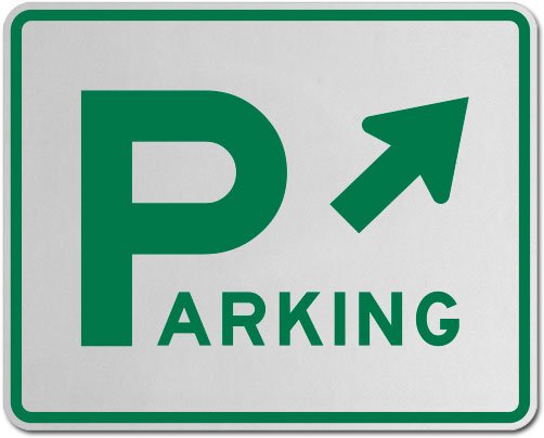 Parking Area Sign (Diagonal Arrow)