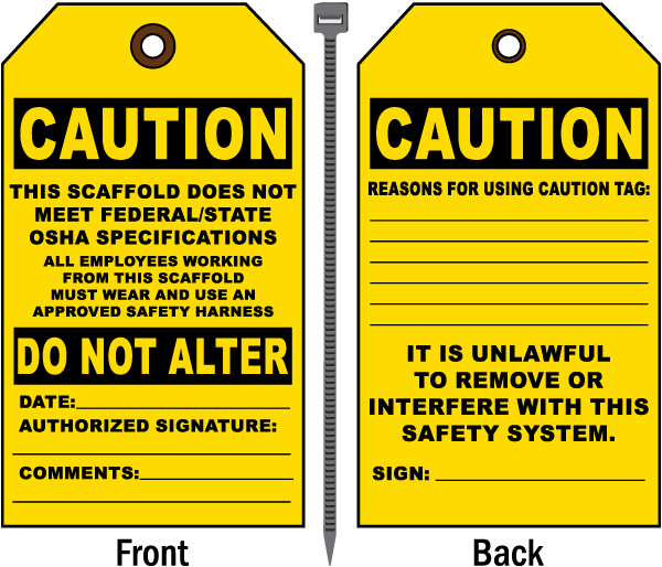 Does Not Meet OSHA Specifications Tag