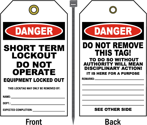 Danger Short Term Lockout Tag