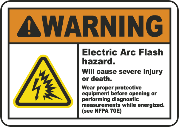 Warning Electric Arc Flash Hazard Label