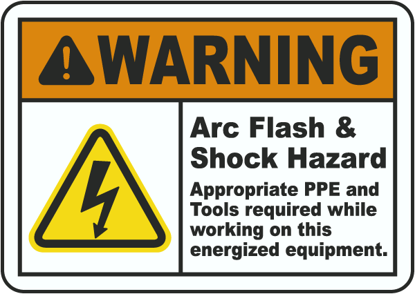 Warning Arc Flash & Shock Hazard Label