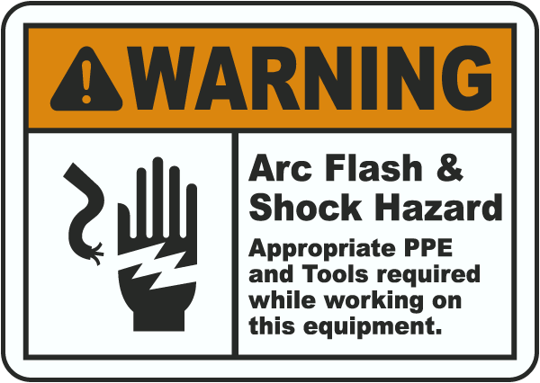 Warning Arc Flash & Shock Hazard Label