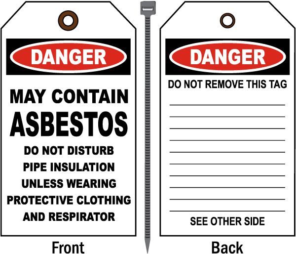 Danger May Contain Asbestos Tag