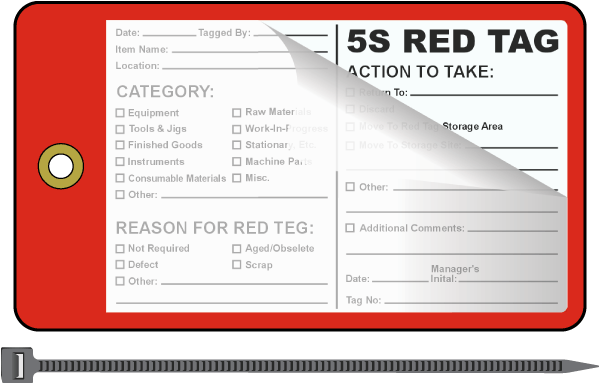 5s Laminated Red Tag