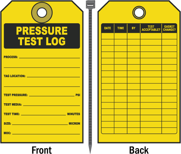 Pressure Test Log Tag