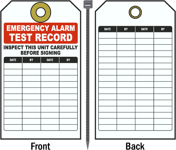 Emergency Alarm Test Record Tag