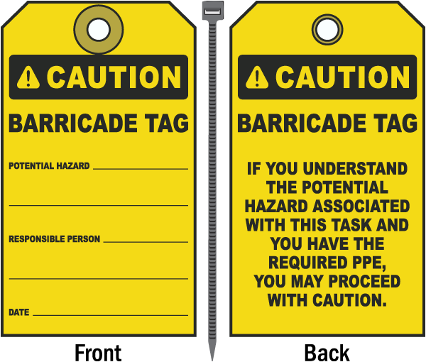 Caution Barricade Tag