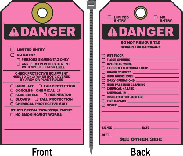 OSHA Danger Limited Entry Barricade Tag