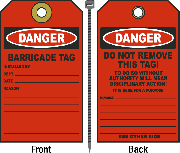 Danger Barricade Tag