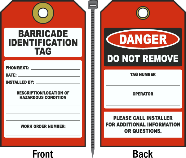Barricade Identification Tag