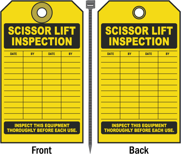 Scissor Lift Inspection Tag