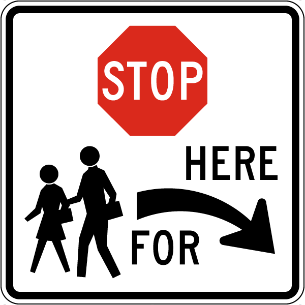 Stop Here For School Crossing Right Arrow Sign