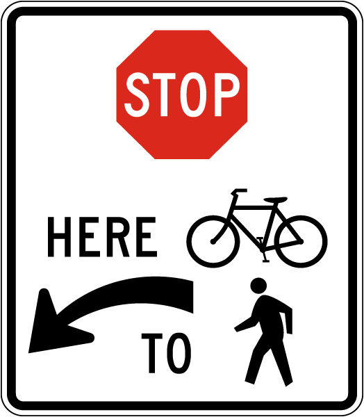 Stop Here To Trail Crossing Left Sign